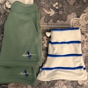 Polo by Ralph Lauren Green and White Kids Shorts Set.( bundle)